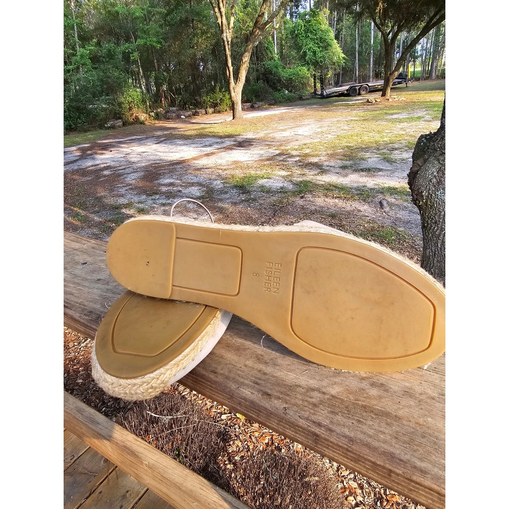 Eileen Fisher Suede Lace Up Espadrille Flats Tan Boho Sandals Size 8 - Picture 4 of 5